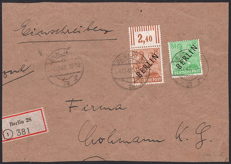 Deutschland, Berlin, Nr.9/16, auf R-Briefteil, BERLIN