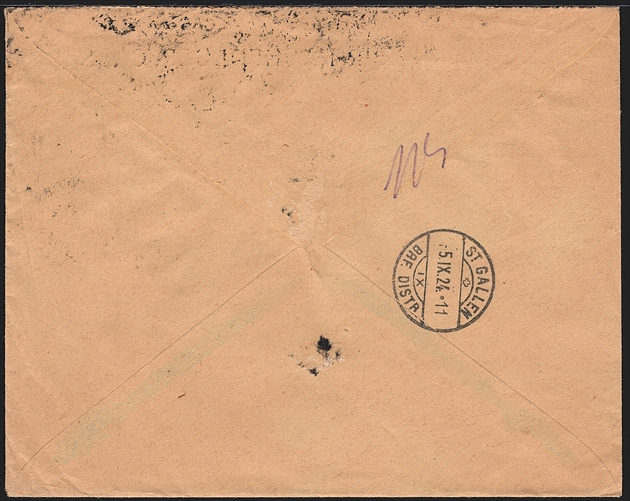Deutschland, Deutsches Reich, Freimarken, Nr.341, Dreifach auf eingeschriebenem Brief in die Schweiz, gestempelt HAMBURG – Bild 2