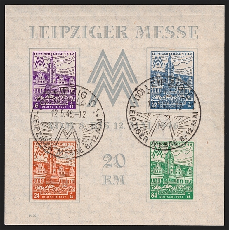 Deutschland, Sowjetische Zone, West-Sachsen, 1946, Leipziger Messe, Block 5Xa, Sonderstempel LEIPZIG