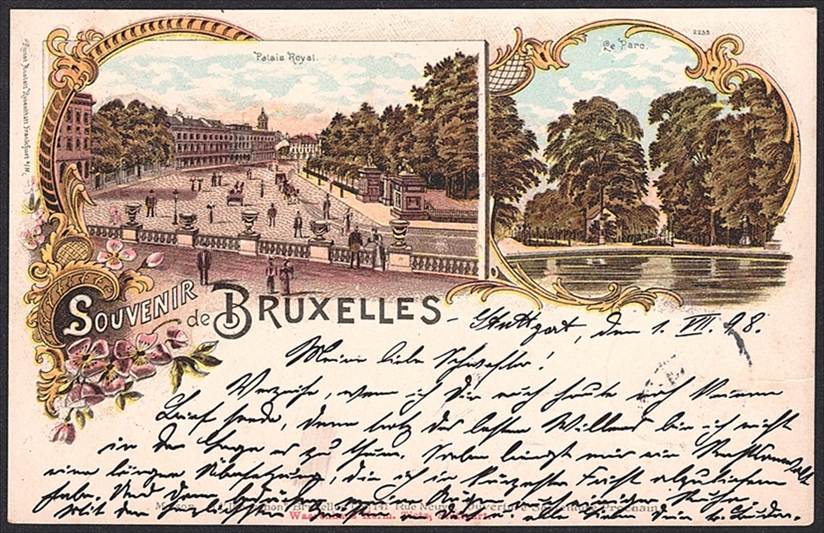Lithographien, Belgien, Souvenir de BRUXELLES, 2 Bilder, 1898
