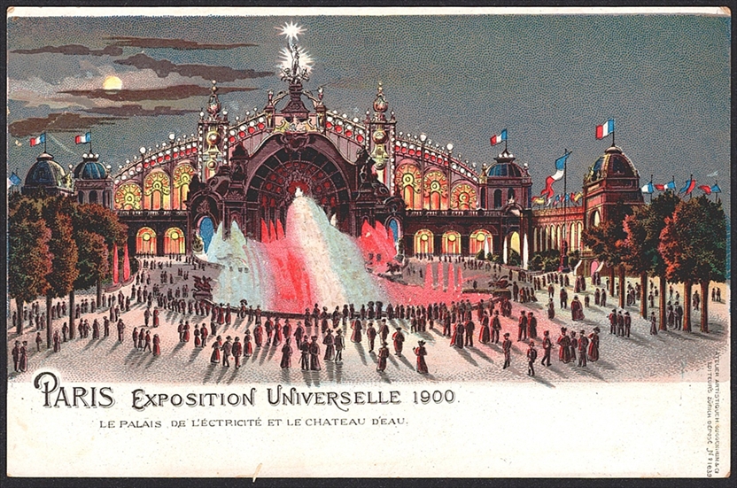 Lithographien, Frankreich, PARIS EXPOSITION UNIVERSELLE 1900, mit Glitzer, nicht gelaufen