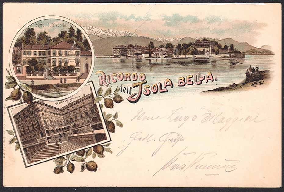Lithographien, Italien, Ricordo dell JSOLA BELLA, 3 Bilder, 1897