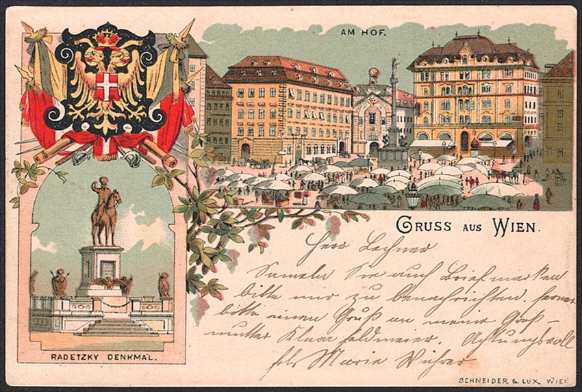 Lithographien, Österreich, Gruss aus WIEN, 2 Bilder, 1897