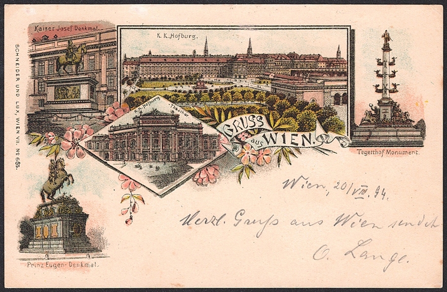 Lithographien, Österreich, Gruss aus WIEN, 5 Bilder, 1894
