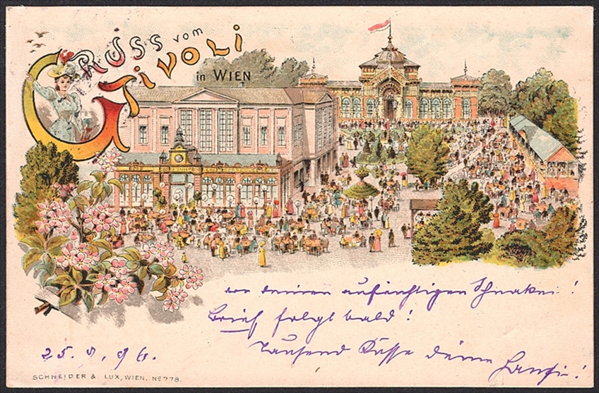 Lithographien, Österreich, Gruss vom TIVOLI in WIEN, 1 Bild, 1896