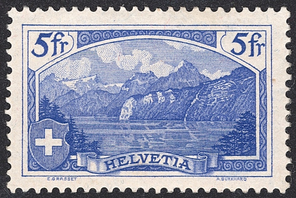 Schweiz, Freimarken, 5Fr.ultramarin, 1914, nachgummiert