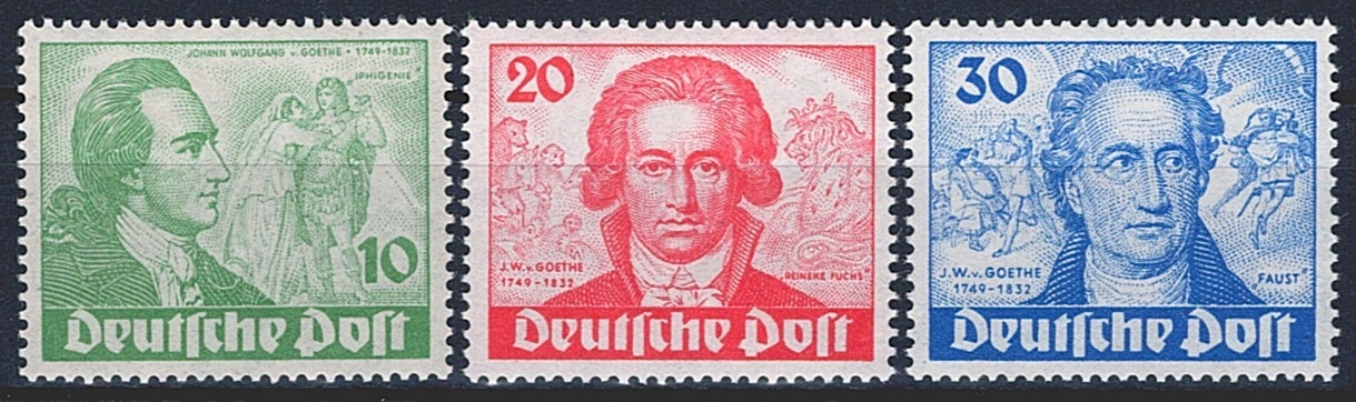 Deutschland, Berlin, 1949, Nr.61-63, Göthejahr, komplette Serie