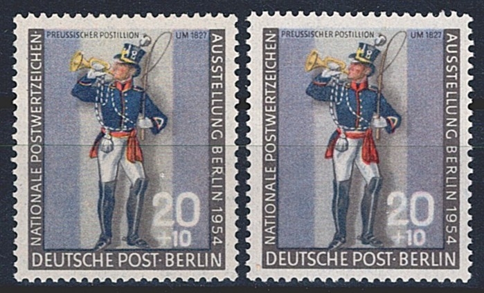 Deutschland, Berlin, 1954, Postwertzeichenausstellung, Nr.120a+b, beide Farbvarianten