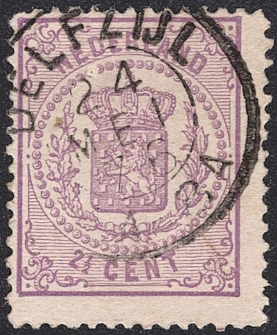 Niederlande, 1870, Reichswappen, Nr.18B, 2,5C.violett, DELFZIJL