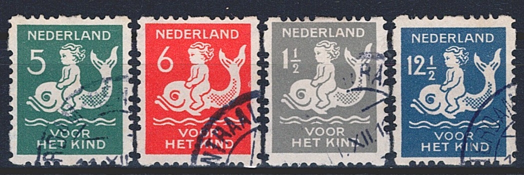 Niederlande, 1929, Wohlfahrt, Nr.229C-232C, Rollenzähnung