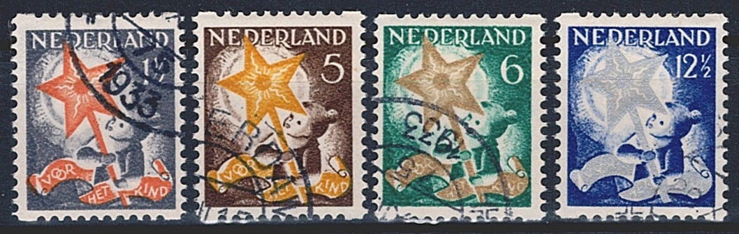 Niederlande, 1933, Wohlfahrt, Nr.268D-271D, Rollenzähnung