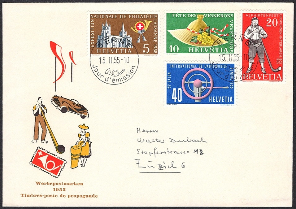 Schweiz, FDC, Freimarken, Werbemarken, Nr.320-323, ET-französisch BERNE