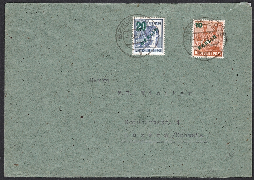 Deutschland, Berlin, Nr.65/66, grüner Aufdruck, Bedarfsbrief nach Luzern, BERLIN SO 36