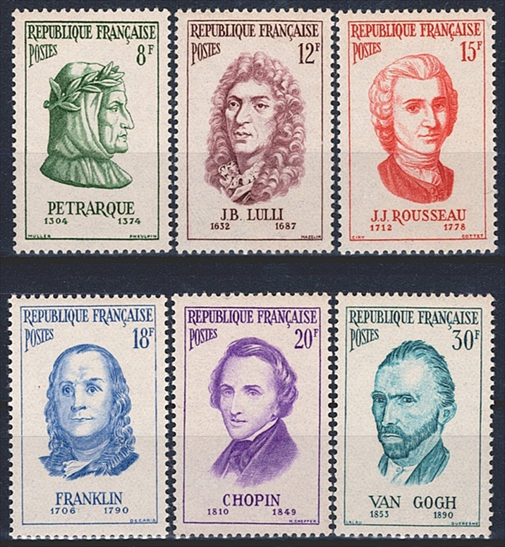 Frankreich, 1956, Persönlichkeiten, Nr.1110-1115, komplette Serie