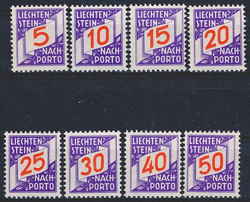 Liechtenstein, Nachporto, 1928, Nr.13-20, komplette Serie