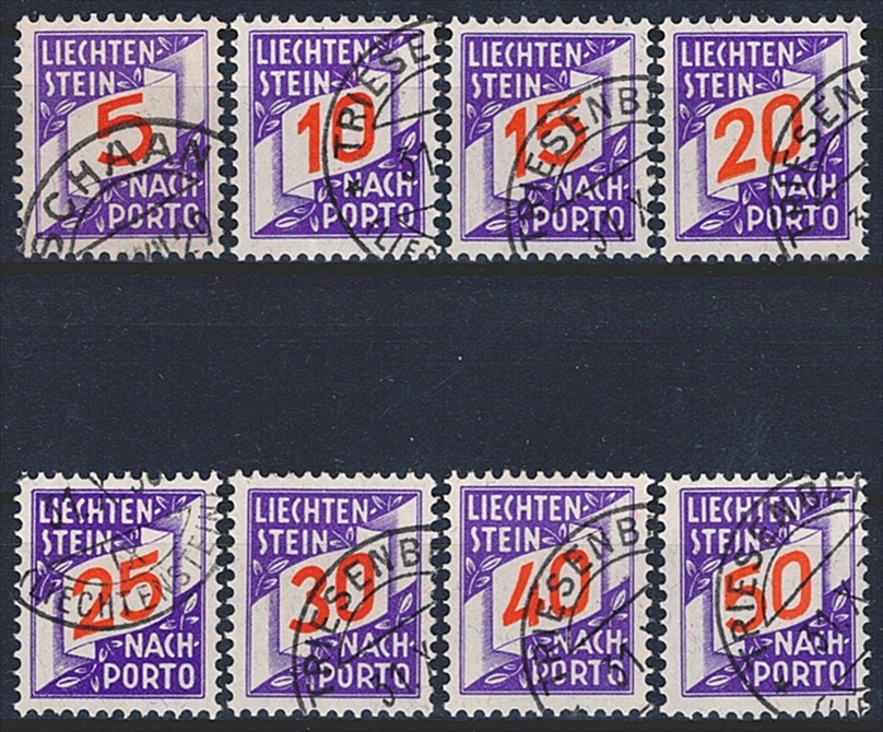 Liechtenstein, Nachporto, 1928, Nr.13-20, komplette Serie