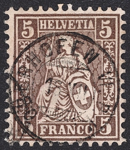 Schweiz, Abstempelungen, Kanton Aargau, Zwergstempel OBERHOFEN auf 5Rp.braun