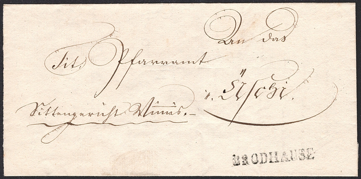 Schweiz, Abstempelungen, Kanton Bern, BRODHAUSE, amtlicher Faltbrief, 1838