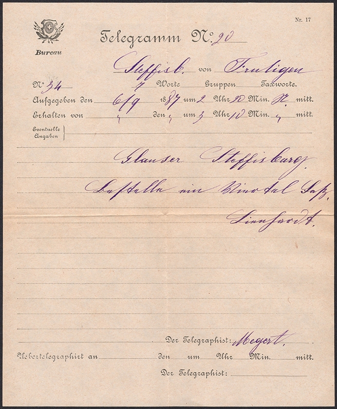 Schweiz, Abstempelungen, Kanton Bern, STEFFISBURG TELEGR., auf Umschlag Nr.30, mit Inhalt – Bild 3
