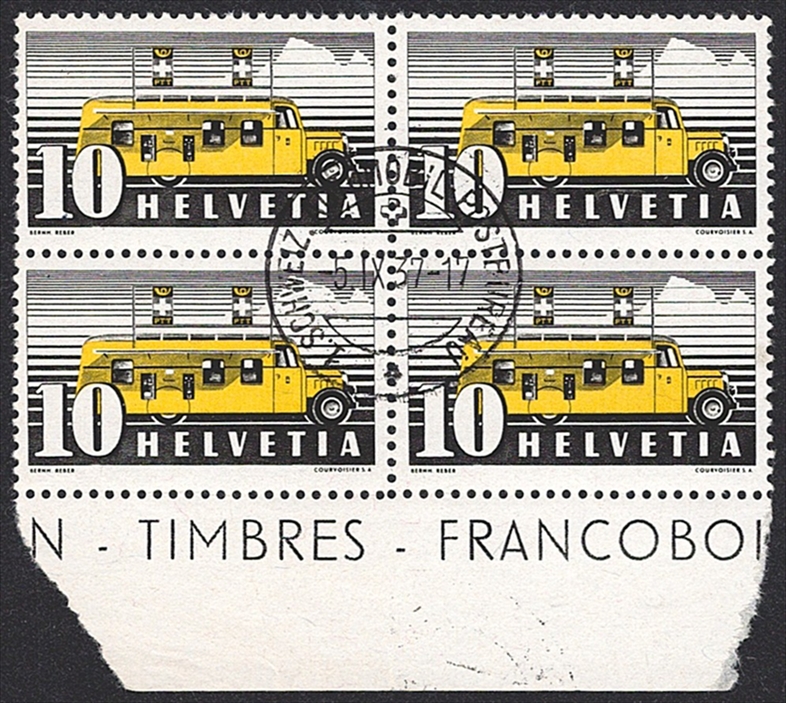 Schweiz, Freimarken, 1937, Sondermarke, Nr.210y, ET-Stempel AUTOMOBILPOSTBUREAU