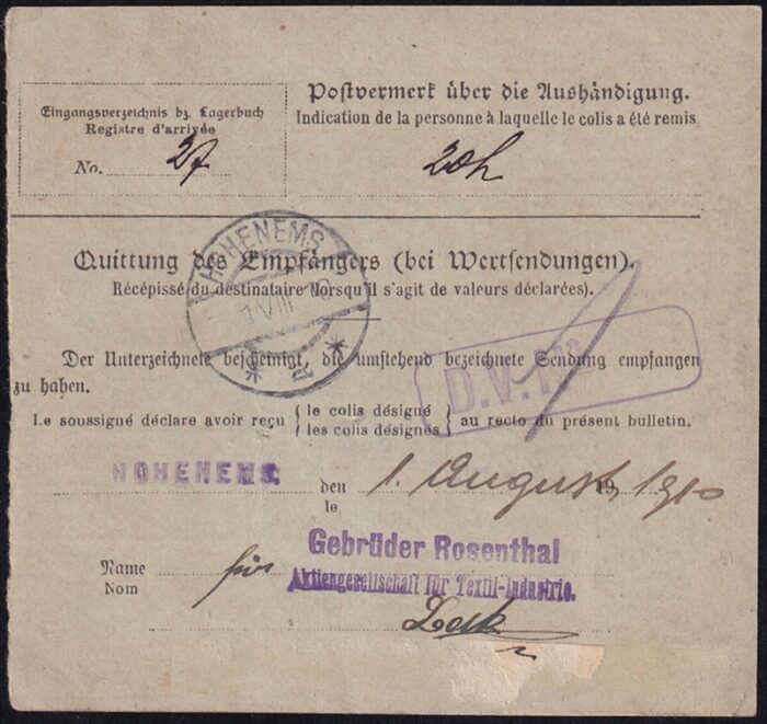 Deutschland, Deutsches Reich, Nr.91 I, Paketbegleitadresse – Bild 2