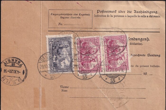 Deutschland, Deutsches Reich, Paketbegleitadresse nach Bern, 4 Farbenfrankatur, ab Berlin – Bild 2