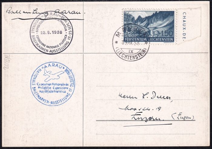 Liechtenstein, Flugpost, Bellinzona-Aarau, F 78b