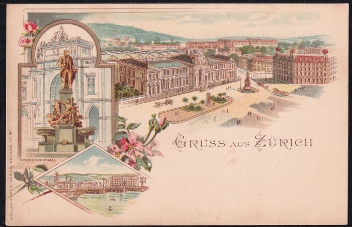 Litho farbig "Gruss aus Zürich"