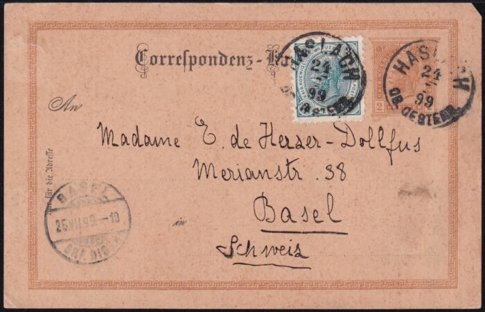 Österreich 1899 Korrespondenz-Karte Nr. P 74 mit Zusatz-Frankatur