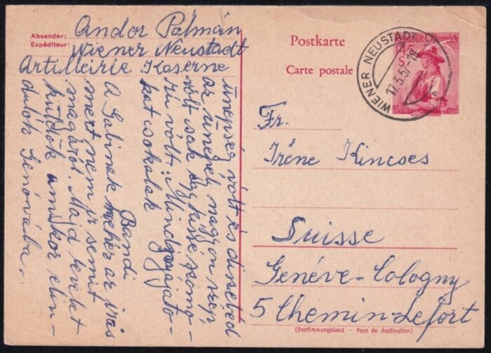 Österreich 1956 Postkarte Nr. P 360 gelaufen in die Schweiz