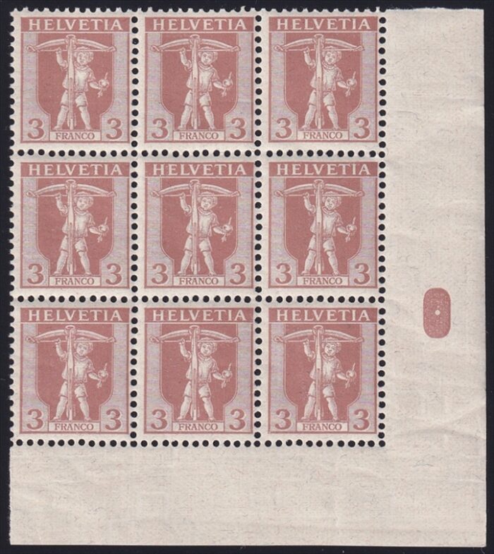 Schweiz 1907 SBK Nr. 102 - 9er Bogenecke mit Pf. 1.09 postfrisch **