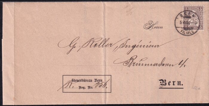 Schweiz, Altschweiz, Sitzende Helvetia, Nr.30, 5 Rp. braun