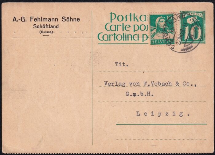 Schweiz, Ganzsachen, Postkarten, Privatzudruck, PK 108F