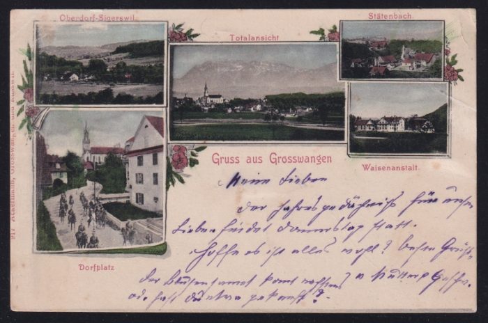 Schweiz Lithographie 1903 "Gruss aus Grosswangen" 3 Bilder