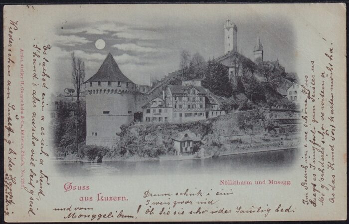 Schweiz, Lithographien, Gruss aus Luzern, Nöllithurm und Musegg