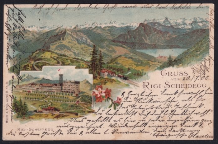 Schweiz Lithographien, Gruss von Rigi-Scheidegg