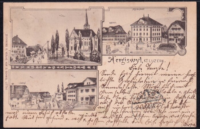 Schweiz, Lithographien, Hergiswyl, Kt.Luzern, 3 Bilder