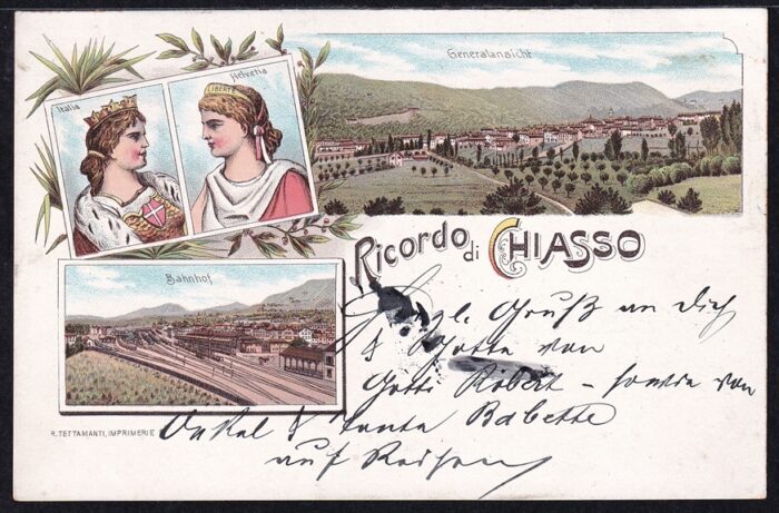 Schweiz, Lithographien, Ricodo di Chiasso, 4 Bilder, Farblitho