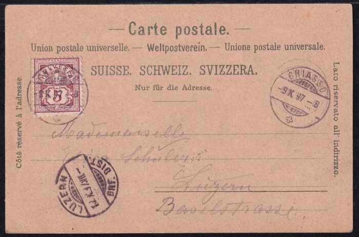 Schweiz, Lithographien, Saluta da Bellinzona, 2 Bilder, Farblitho – Bild 2