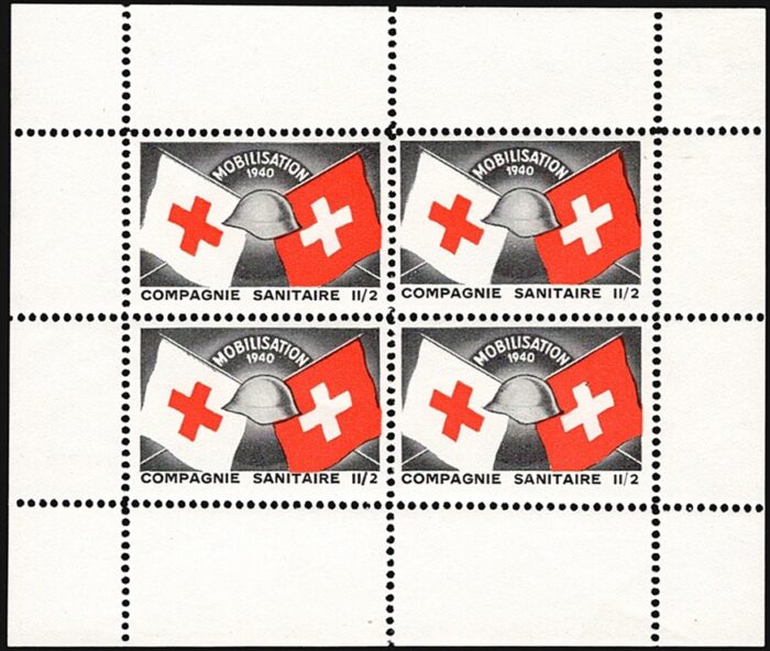 Schweiz, Soldatenmarken,  Sanität, Compagnie Sanitaire II/2, Nr.17, gezähnter Block