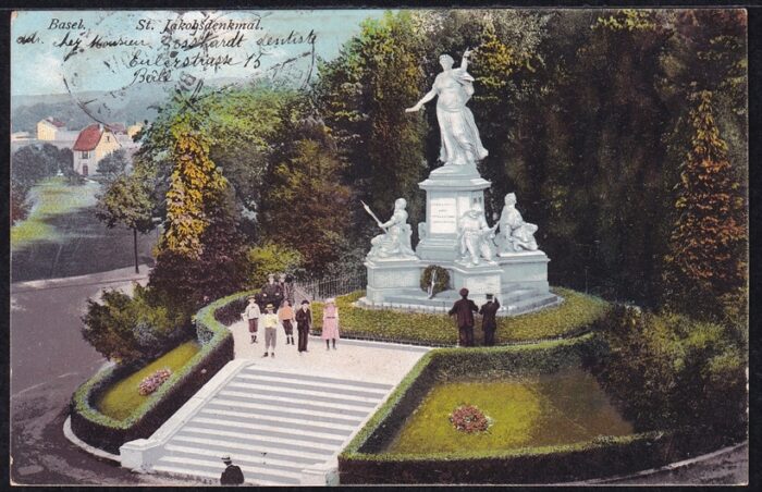 Schweiz,Lithographien, Basel - St.Jakobsdenkmal